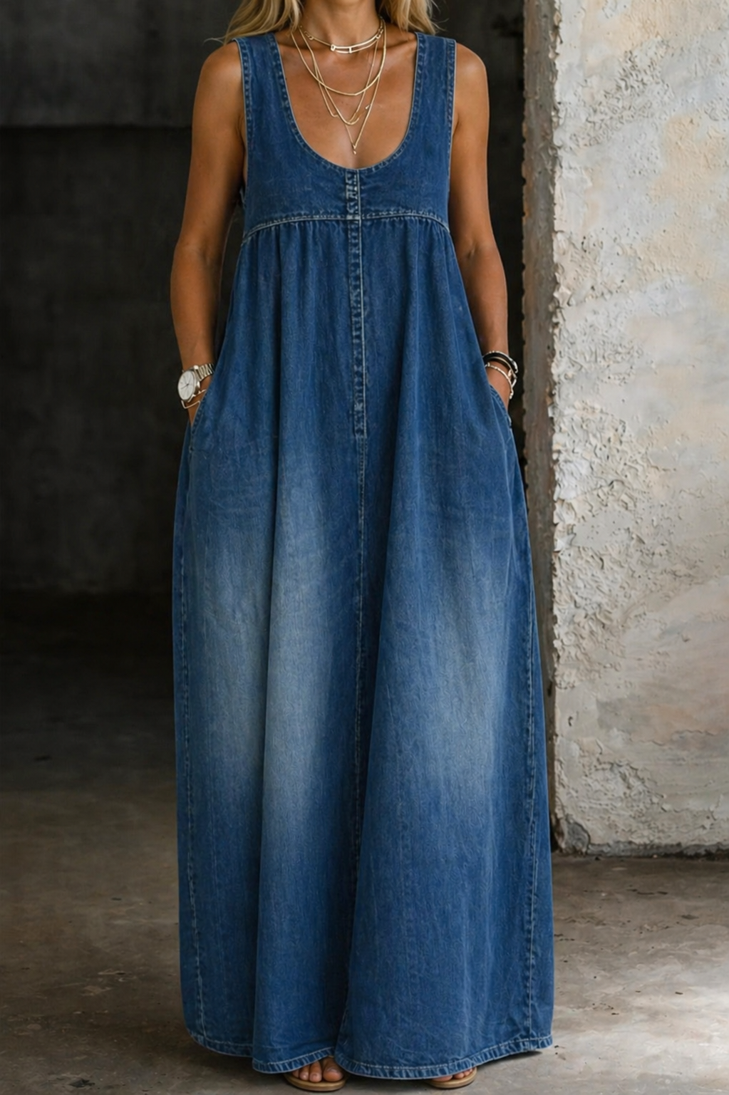 Irene | Loose Denim Vest Dress