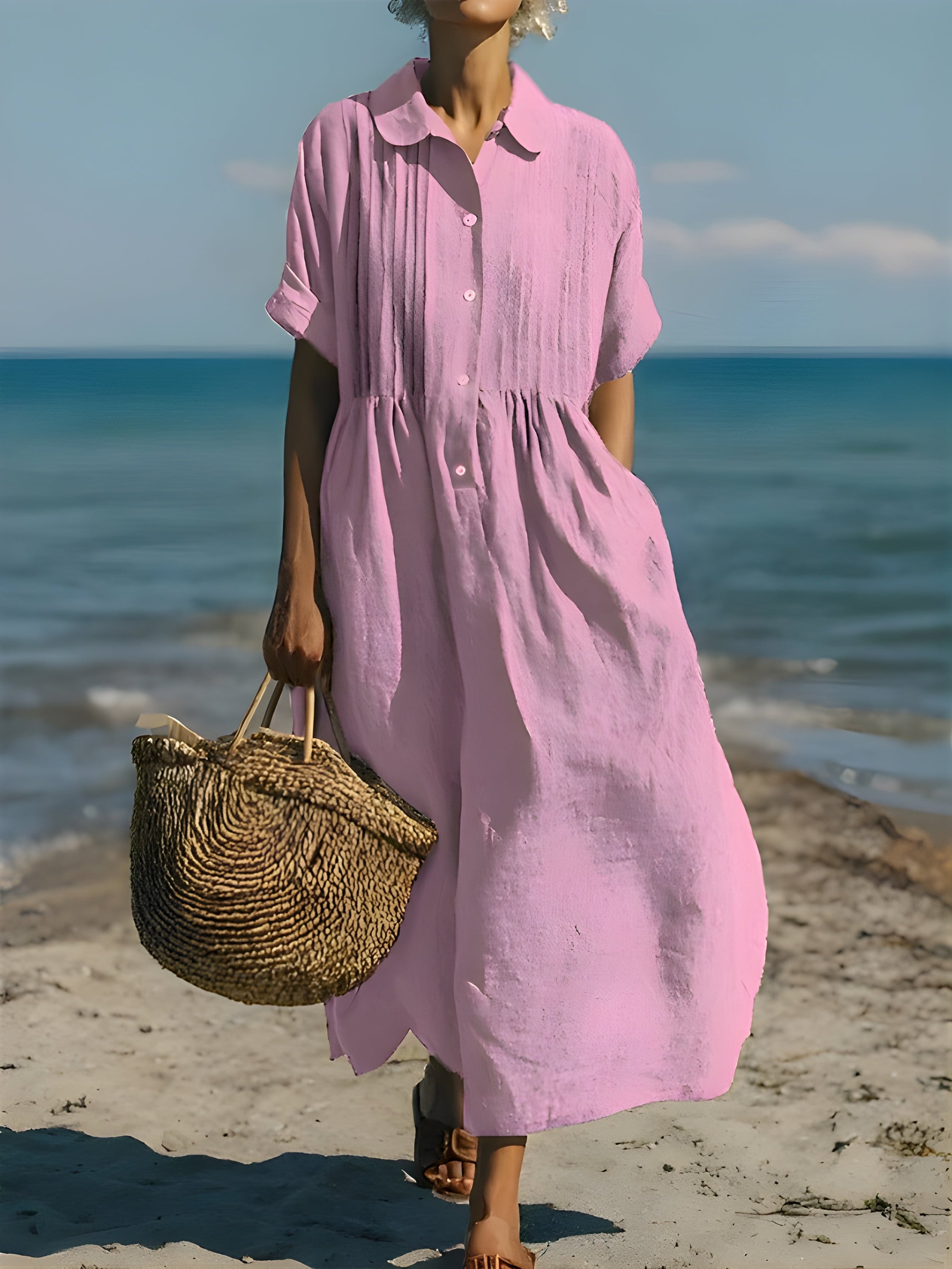 Davina™ Cotton Button Shirt Dress